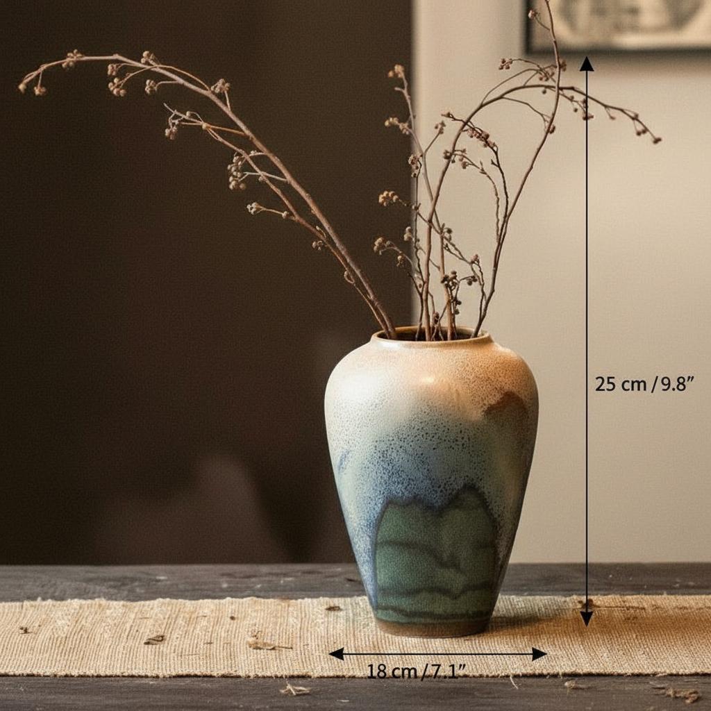 Large ceramic vase with height and width dimensions