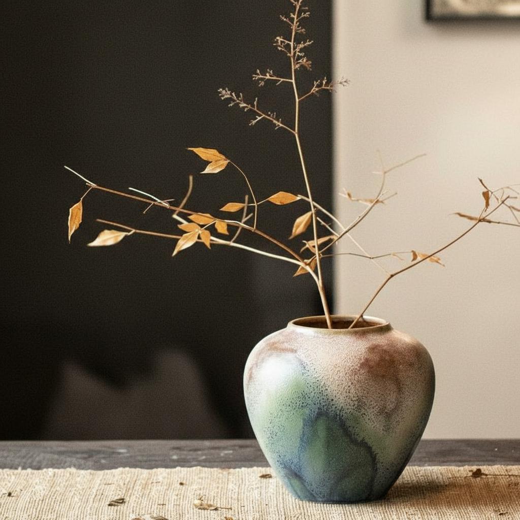 Medium ceramic vase with height and width dimensions