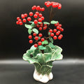 Red Bead & Ceramic Botanical Decorative Sculpture