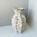 Red Botanical Pattern Ceramic Faceted Vase