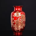 Red Ceramic Floral Pattern Vase