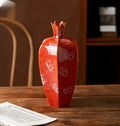 Large red ceramic pomegranate vase solo shot