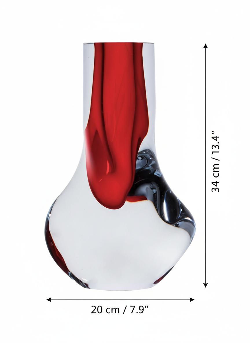 Large glass vase dimension diagram showing 34cm height