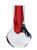 Isolated view of medium sculptural glass vase with red center