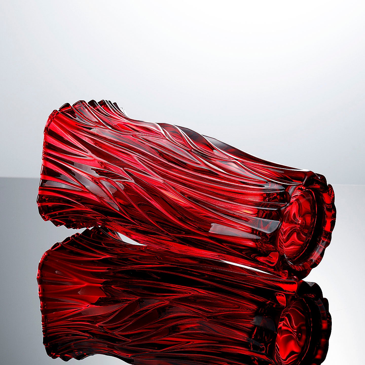 Angled view reflecting on surface