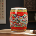 Red Glazed Ceramic Barrel Stool