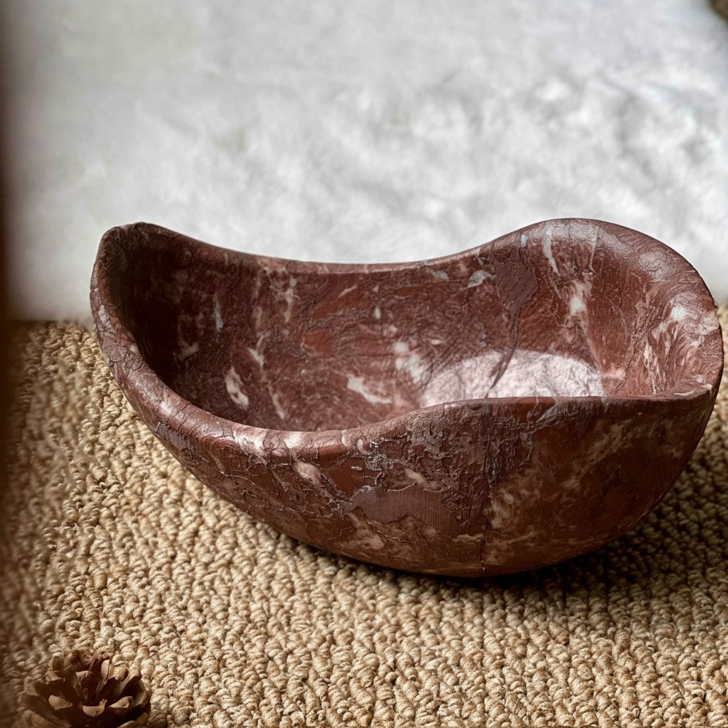 Red Marble Organic Centerpiece Bowl