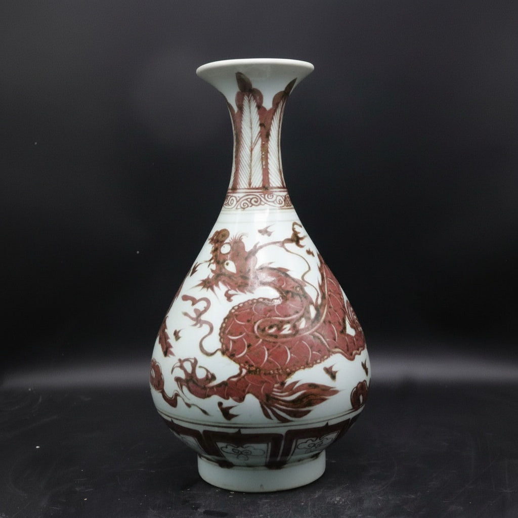 Red Painted Porcelain Flared Vase Profile