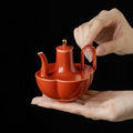 Red Porcelain Scalloped Teapot