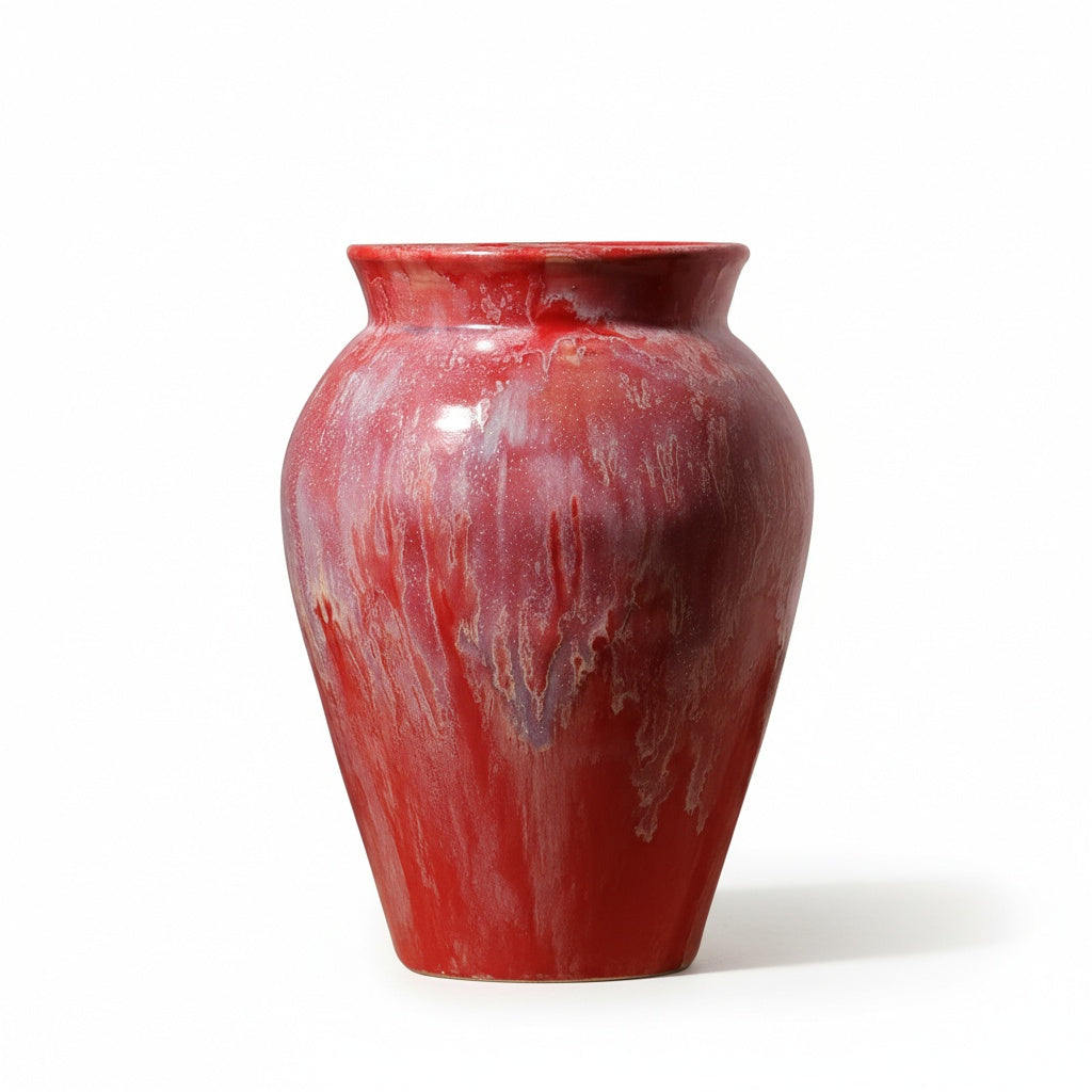 Red reactive glaze ceramic vase cutout