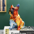 Front view of resin flame pattern French Bulldog sculpture