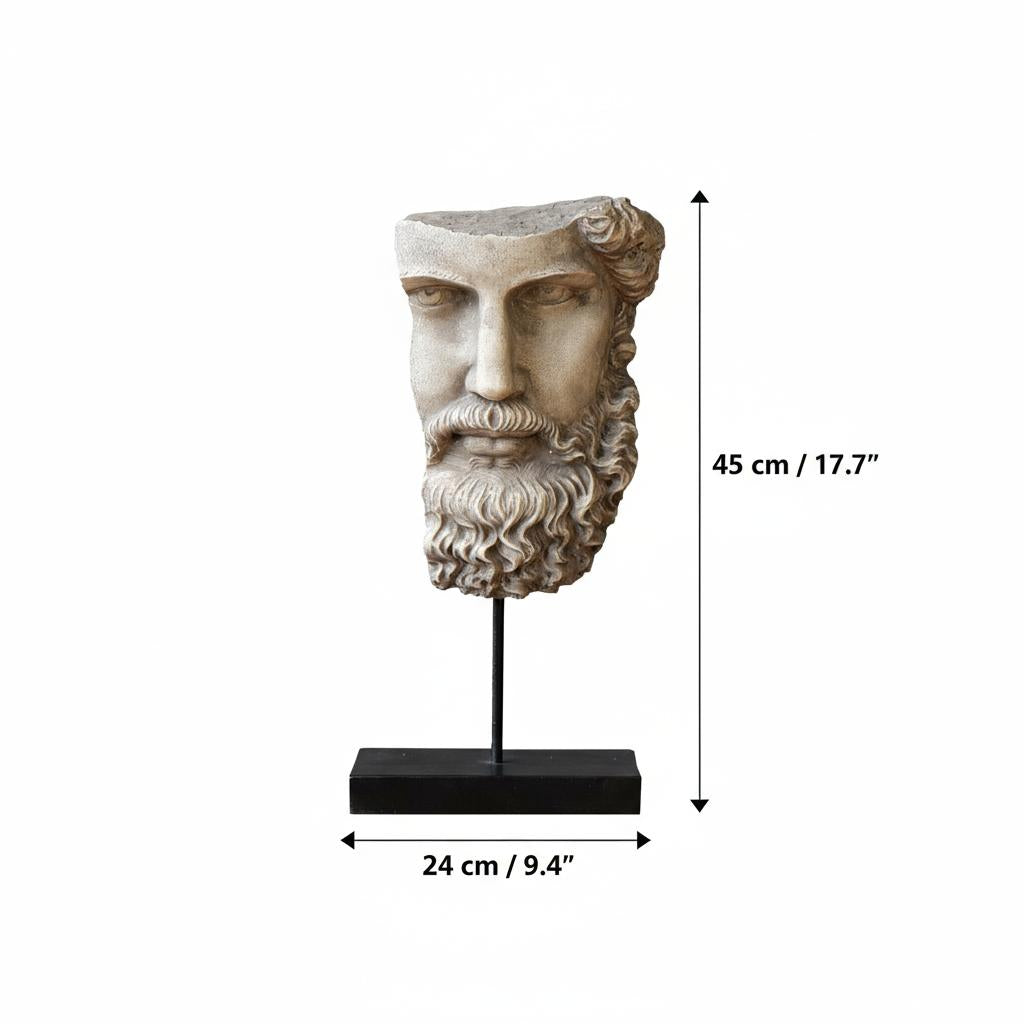 White resin fragmented bust sculpture with dimensions 45cm height