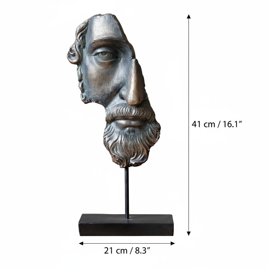 Bronze finish fragmented bust sculpture with dimensions 41cm height