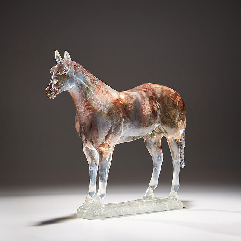 Translucent resin horse sculpture side view