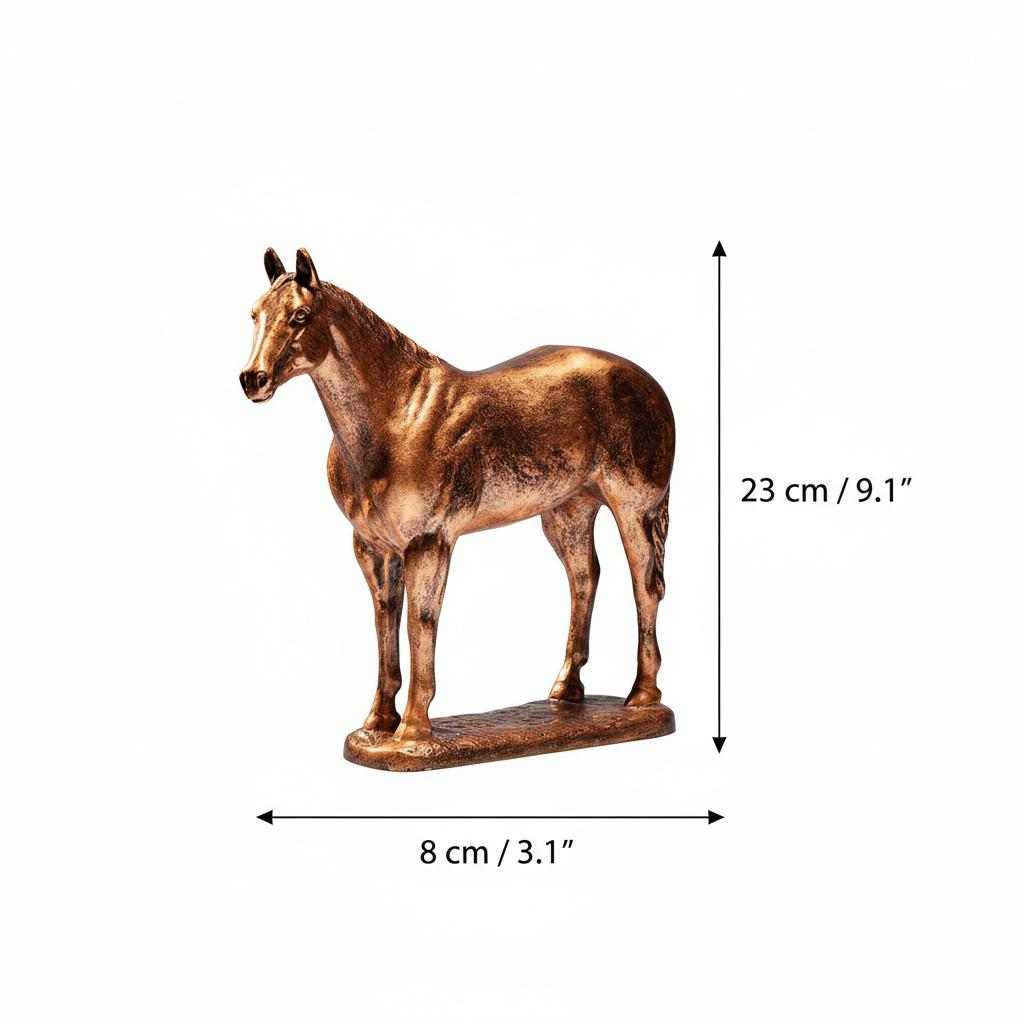 Dimensions diagram of bronze horse statue