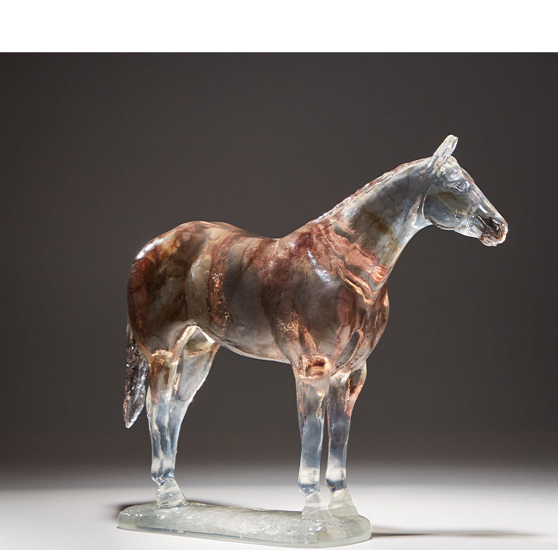 Rear angle view of translucent horse figurine