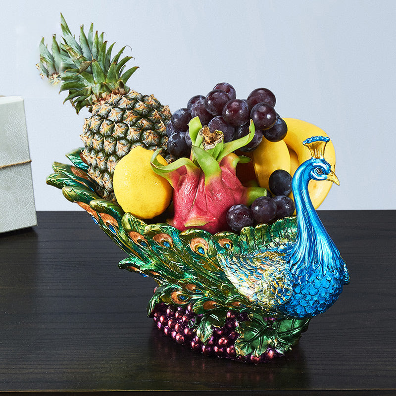 Rear view showing feather details and grape base