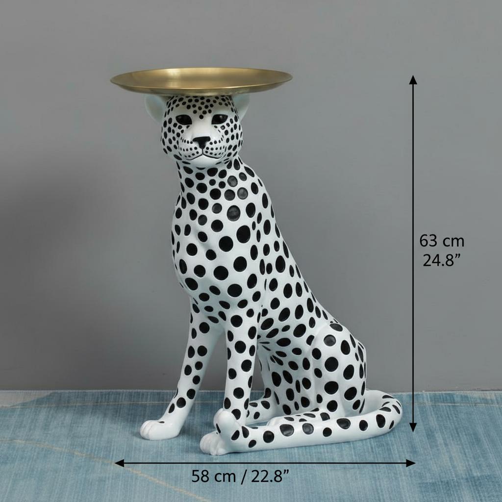 Dimension diagram showing height and width of leopard table