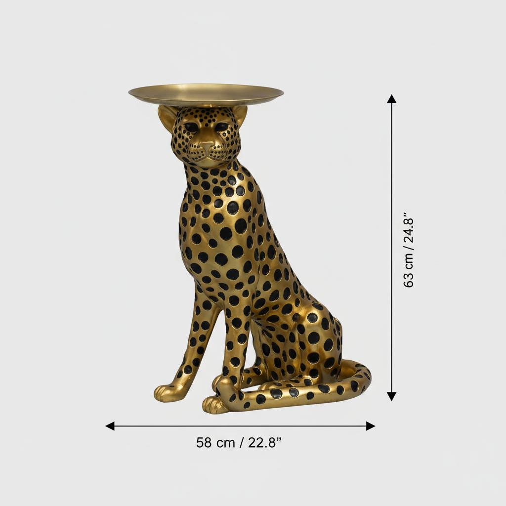 Detailed dimension view of resin animal side table