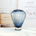 Ribbed Blue Glass Teardrop Vase