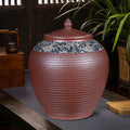 Ribbed Ceramic Storage Jar With Lid