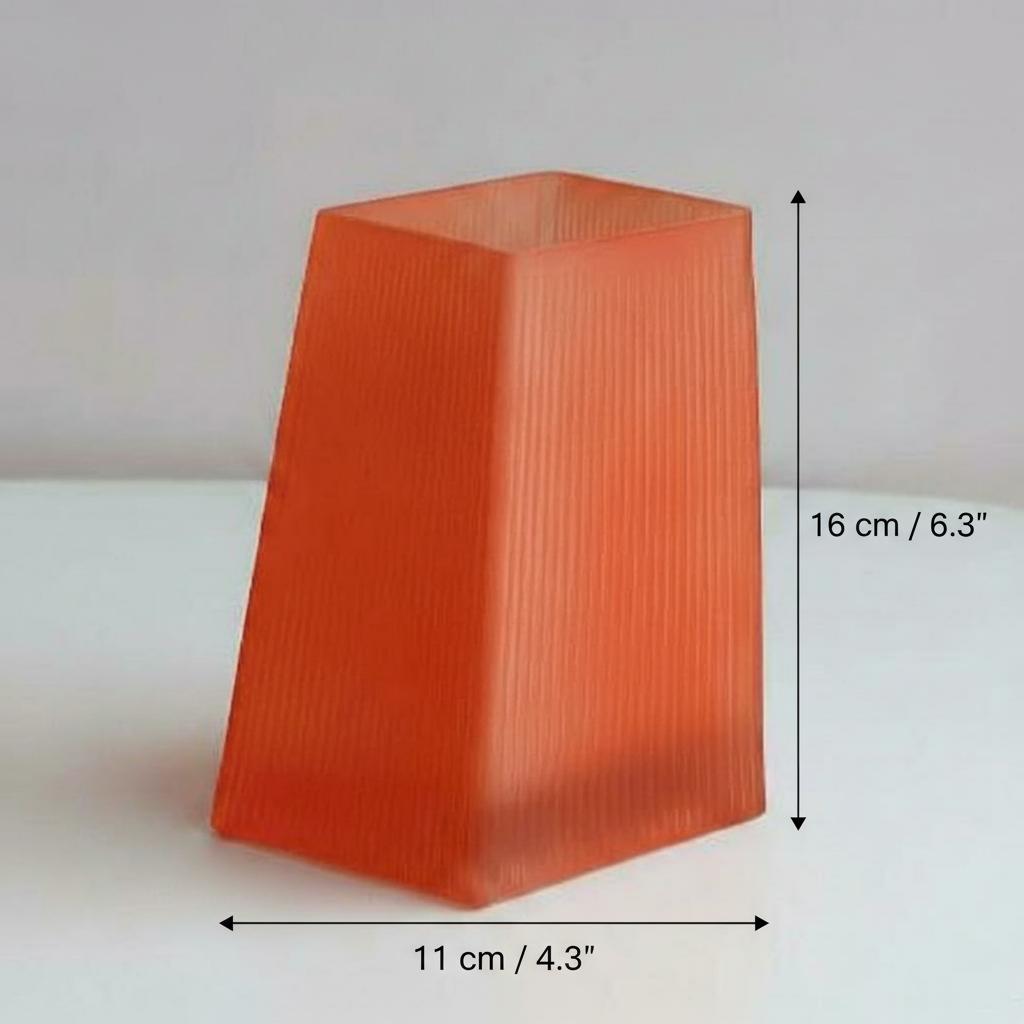 Dimension diagram of orange glass vases