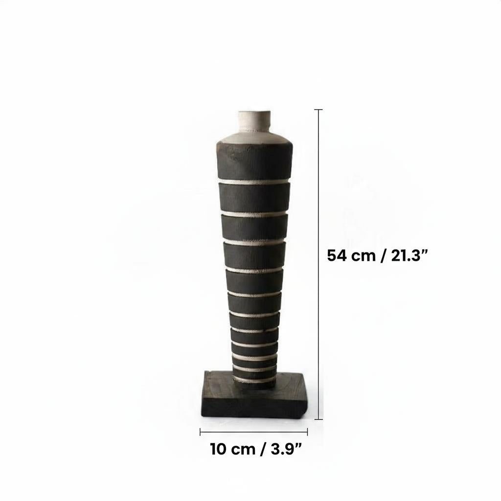 Dimensions of medium whitewashed wood sculpture