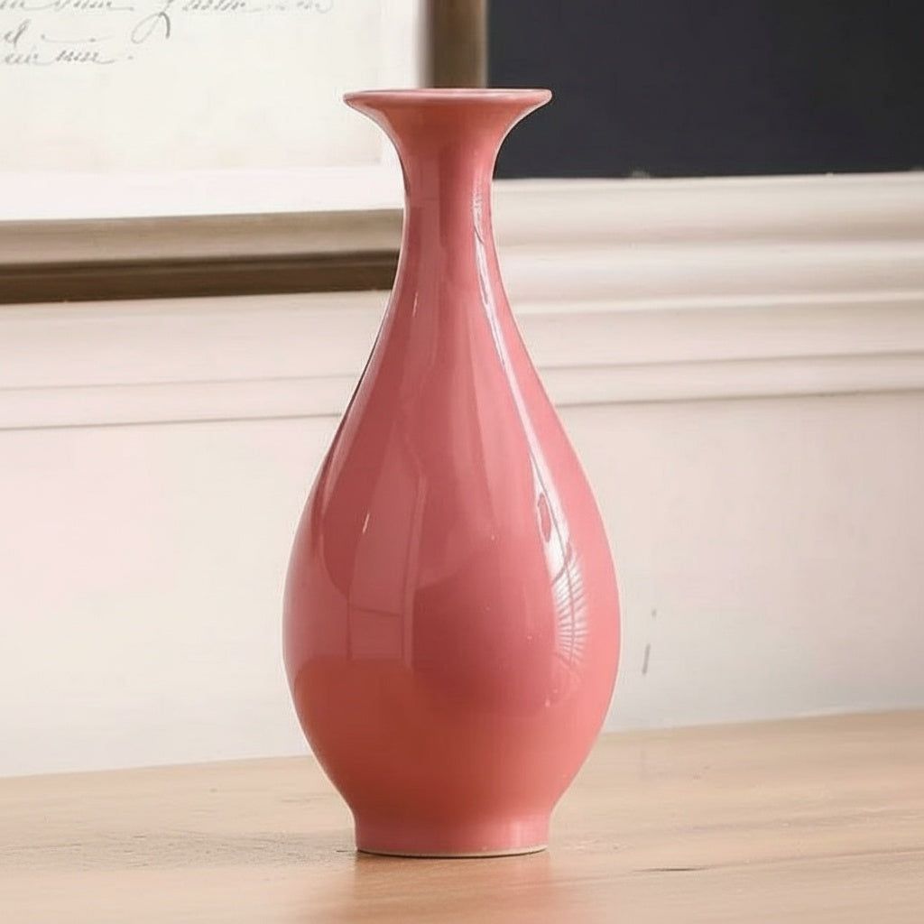 Rose Pink Ceramic Teardrop Vase