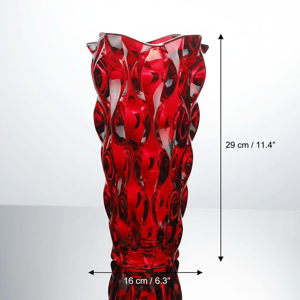 Dimensions of red crystal vase 29cm height