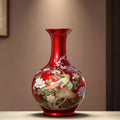 Ruby Red Porcelain Floral And Bird Vase