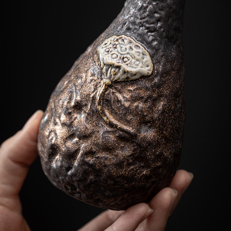 Close up detail of the lotus seed pod relief texture