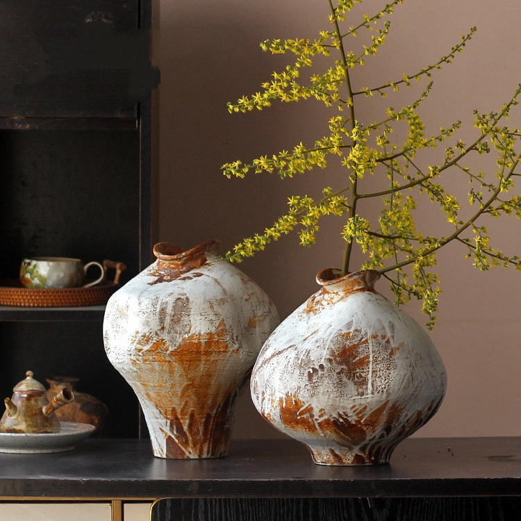 Close up of medium rustic vase texture