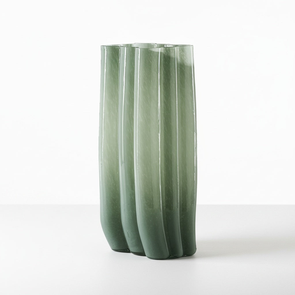 Sage Green Fluted Glass Vase