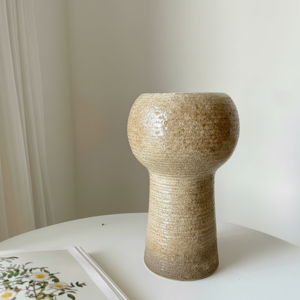 Sand Textured Ceramic Pedestal Vase