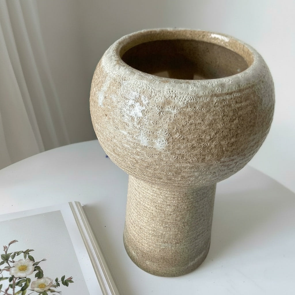 Sand Textured Ceramic Pedestal Vase