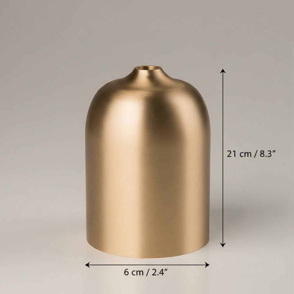 Satin copper minimalist bud vase dome shape dimensions