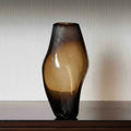 Large organic amber glass vase front view