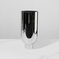 Tall silver mirrored glass pedestal vase