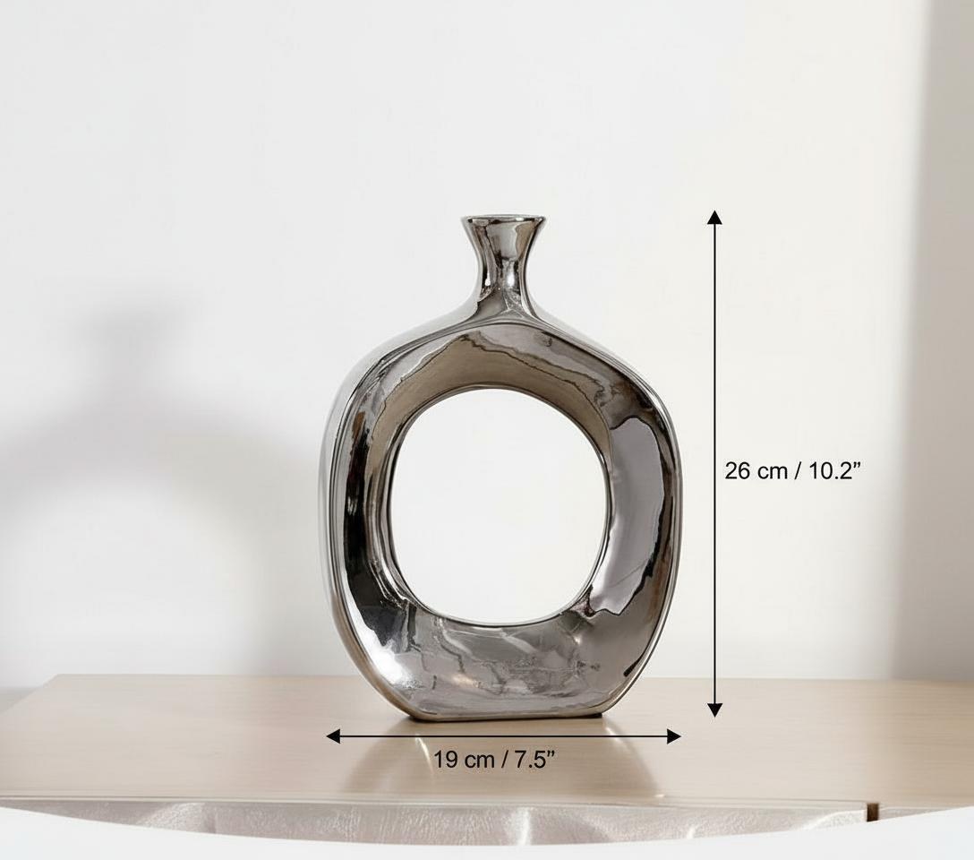 Dimensions of large silver ceramic vase 33cm height