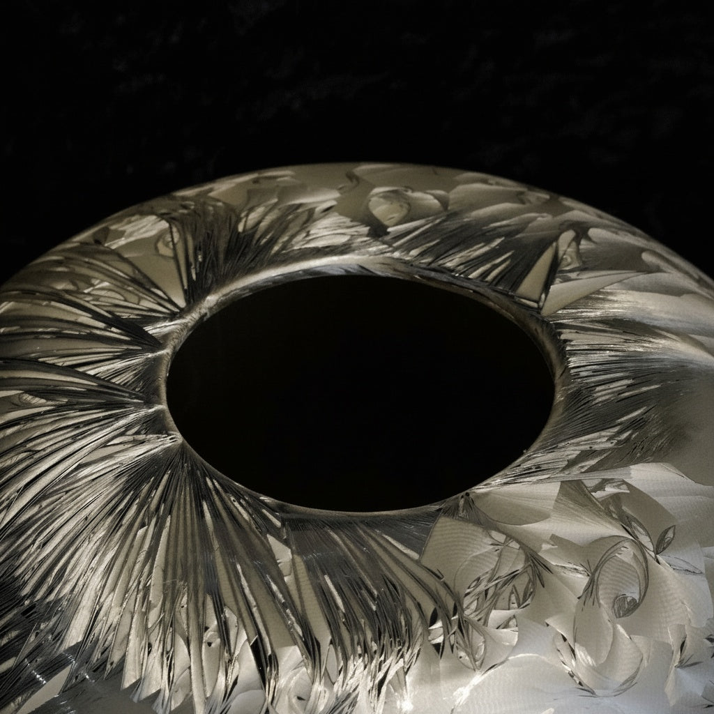 Silver Crystalline Rounded Decorative Vase