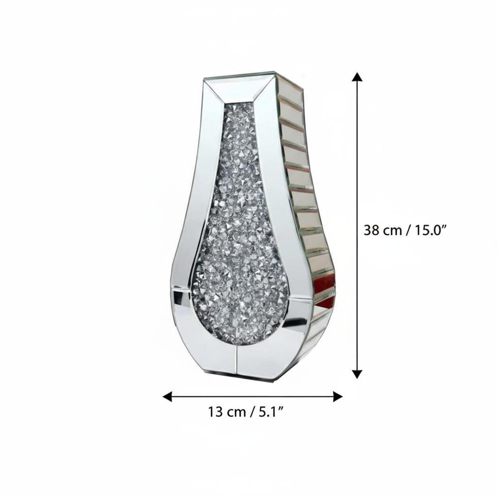 Dimensions of silver mirrored crushed diamond vase