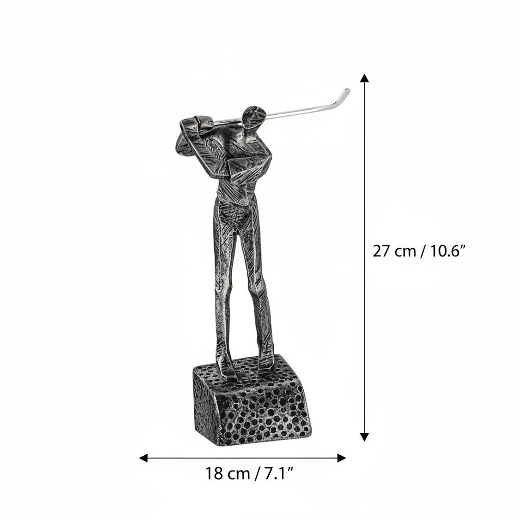 Dimension diagram of golfer bookend sculpture