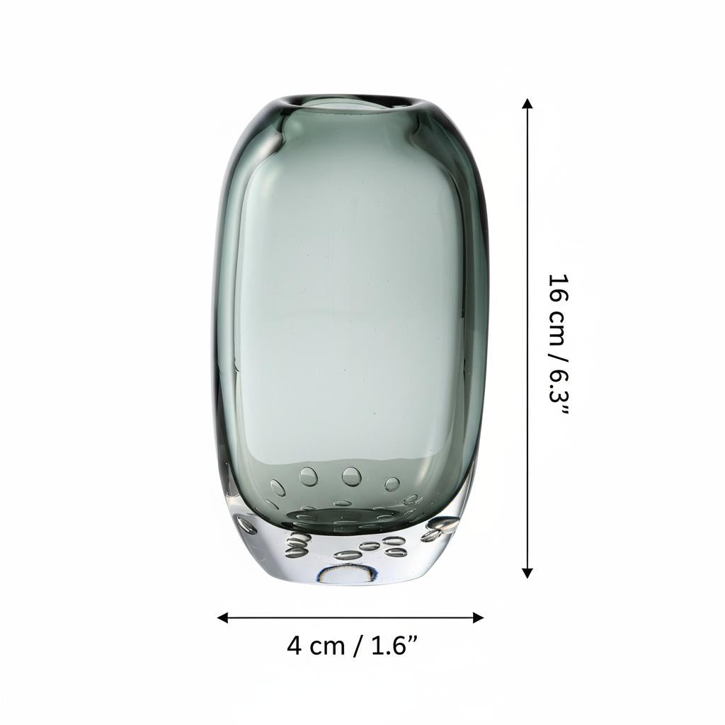 Tall glass vase dimensions and bubble detail