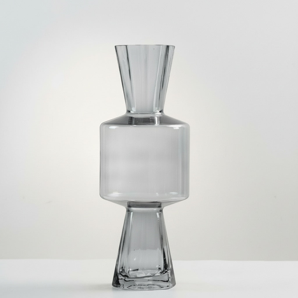 Smoked Glass Geometric Vase