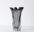 Front view of large grey art glass vase