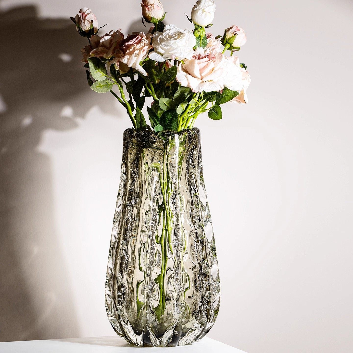 Dimensions of medium textured glass vase