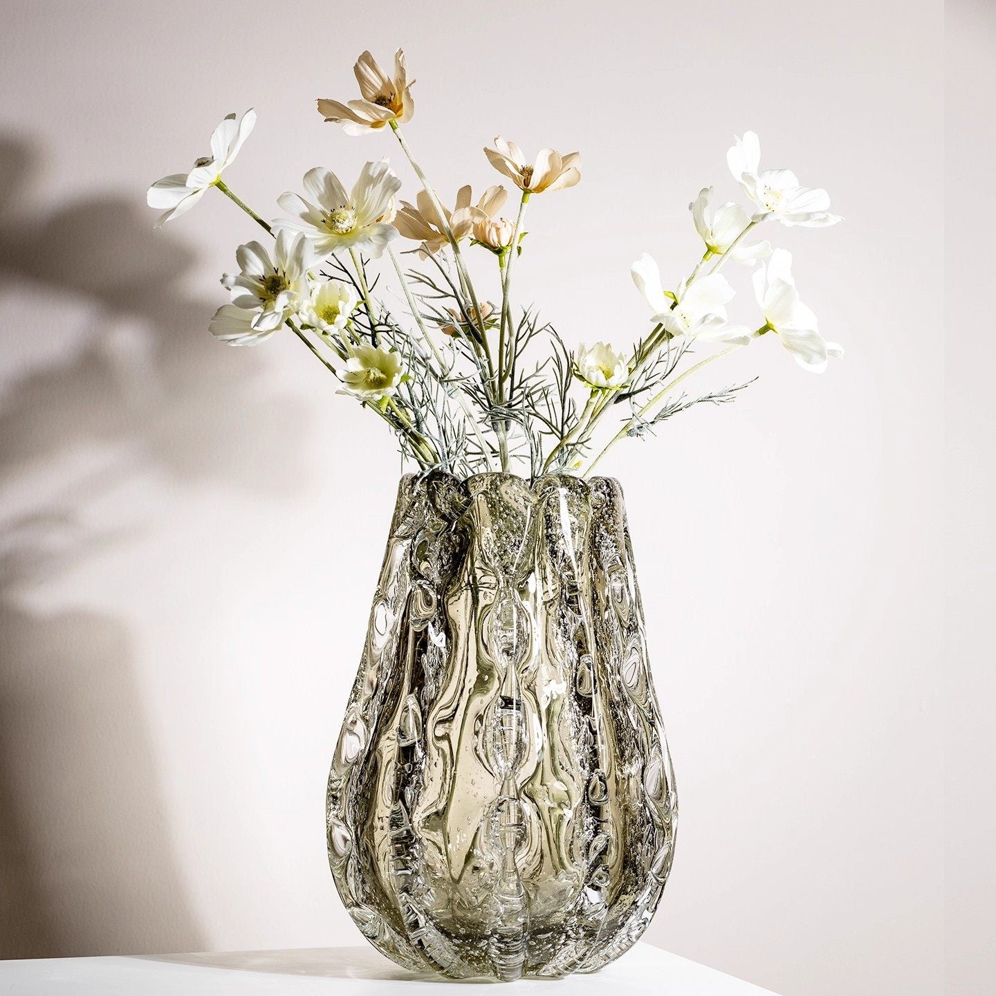 Detail of smoked glass vase texture