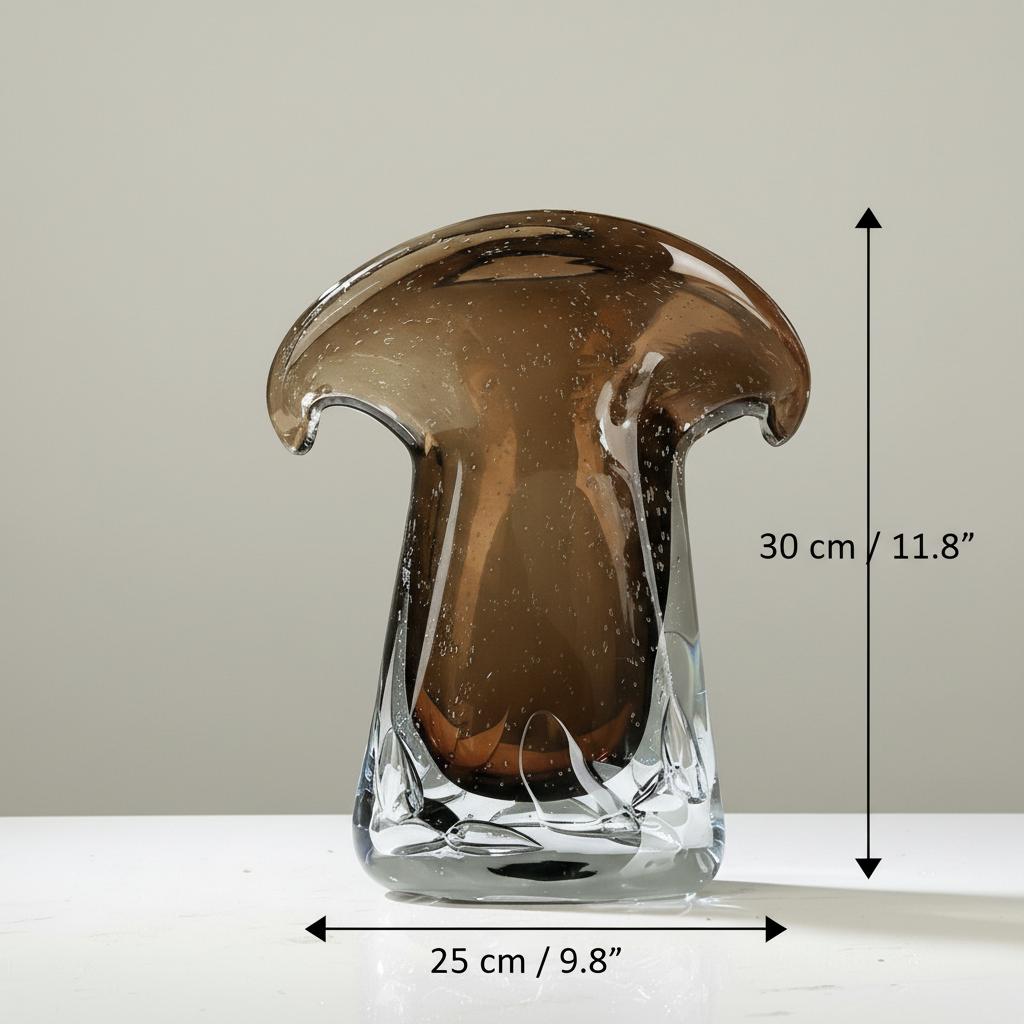 Solo view of the medium smoky amber glass vase