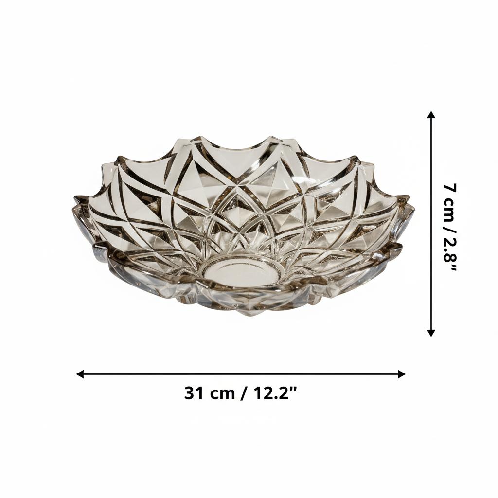 Dimensions of 31cm wide crystal fruit bowl