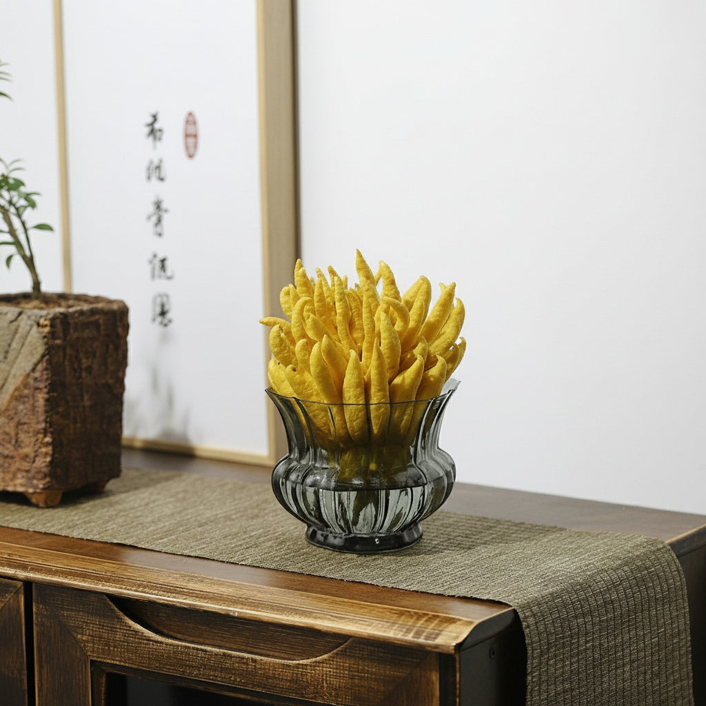 Smoky Fluted Glass Vase Styled
